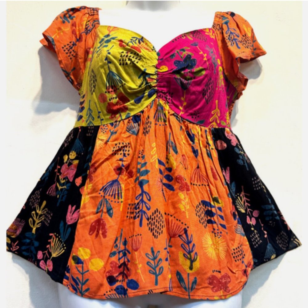 Nwt Sacred Threads Boho Hippy Patch Babydoll Rayo… - image 1